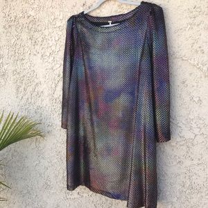 Free People 🌈 Metallic Dress with puff sleeves